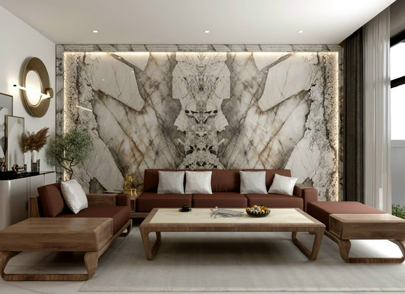 Đá ốp cho phòng khách đầy sang trọng