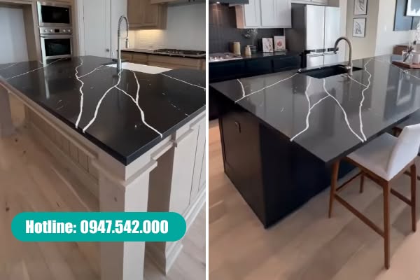Đá Marble làm bàn bếp với vân đá tự nhiên