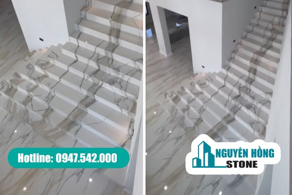 Mẫu đá ốp cầu thang nhà phố và biệt thự đẹp