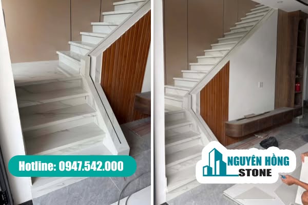 Mẫu đá ốp cầu thang vân mây tự nhiên đẹp