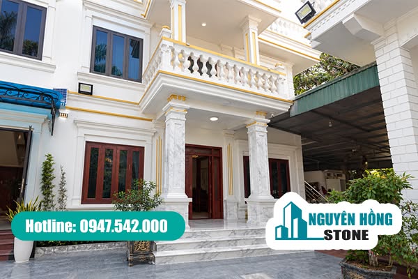 Đá nung kết vân đá tự nhiên ốp bậc thang mặt tiền và trụ cột