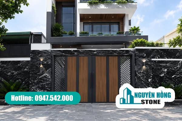 Mẫu đá Granite đen ốp mặt tiền biệt thự sang trọng