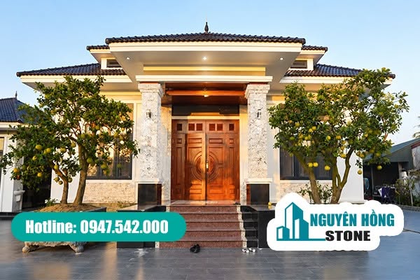 Mẫu đá Granite trắng ốp mặt tiền biệt thự thanh lịch