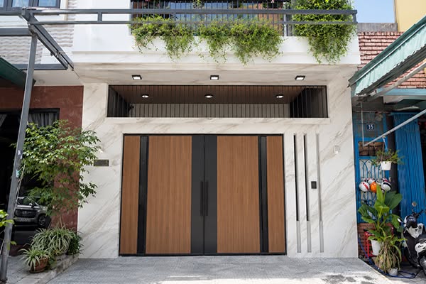 Mẫu đá granite trắng ốp mặt tiền sáng đẹp, thanh lịch