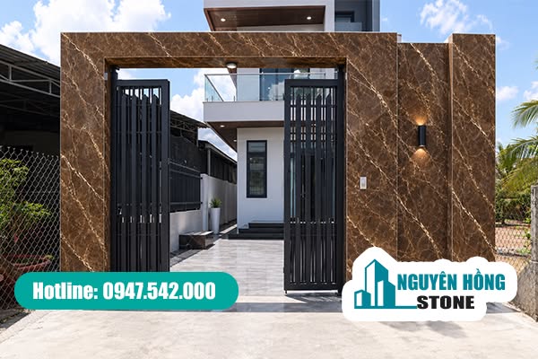 Mẫu đá Marble nâu ốp mặt tiền sang trọng, đẳng cấp