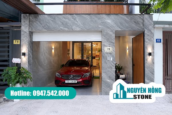 Mẫu đá Marble xám vân tự nhiên ốp mặt tiền hiện đại