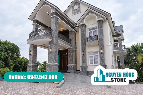Mẫu đá ốp mặt tiền biệt thự hiện đại màu xám đậm hiện đại