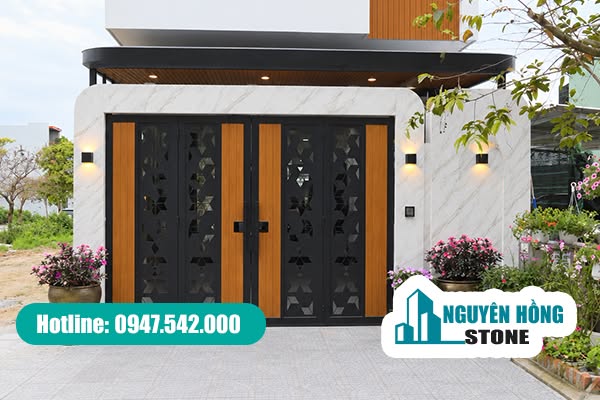 Mẫu đá ốp mặt tiền màu trắng đẹp, hiện đại và tinh tế