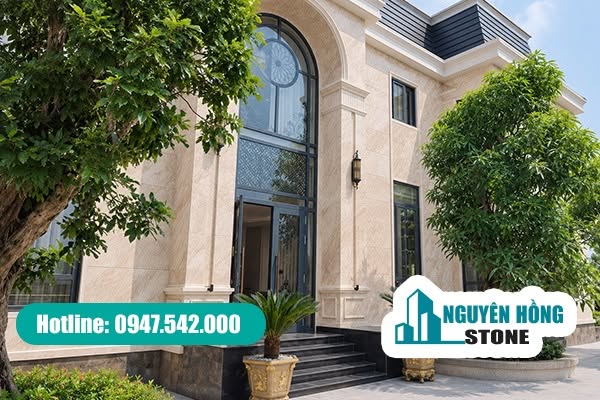 Mẫu đá ốp mặt tiền màu vàng, kem và be trang nhã